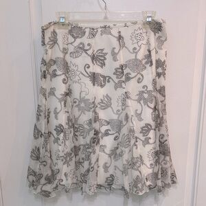 Armani Collezioni Black and White Floral A-Line Skirt